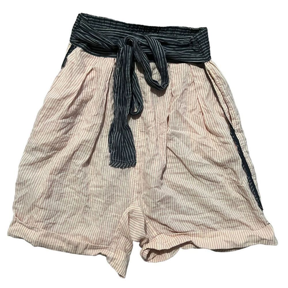 Free People Striped Loose Fit Paper Bag Shorts Size Medium